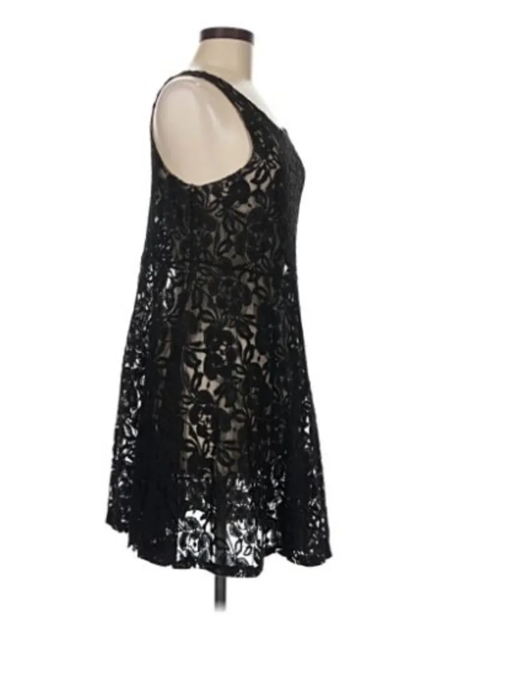 Vintage Y2K Free People Lace Mini Dress Black Floral Whimsigoth Dark Fairy Sheer
